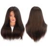 18 Inch 100 Human Hair Brown Black Hairdresser Exercise Head Dummy Model with Long Hair Styling Exercise Head Model. (Brown) view 1