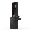 Paddie Hair Salon Stations, Lockable Barber Stations Wall Mount Salon Equipment for Hair Stylist with 1 Lockable Drawer, 3 Holders & 1 Storage Cabinet (with Holders, Black) view 1