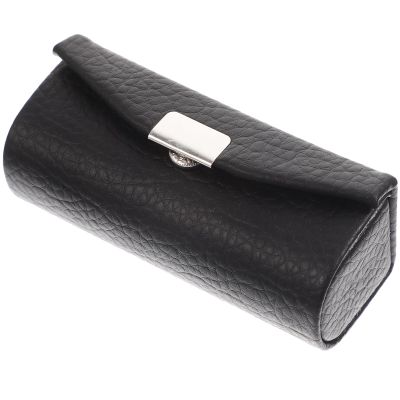 Beavorty Purse Holder PU Leather Lipstick Case with Mirror Lipstick Holder Portable Lip-Balm Organizer Travel Cosmetic Containers for Lip-Balm Gloss Black Small Stand