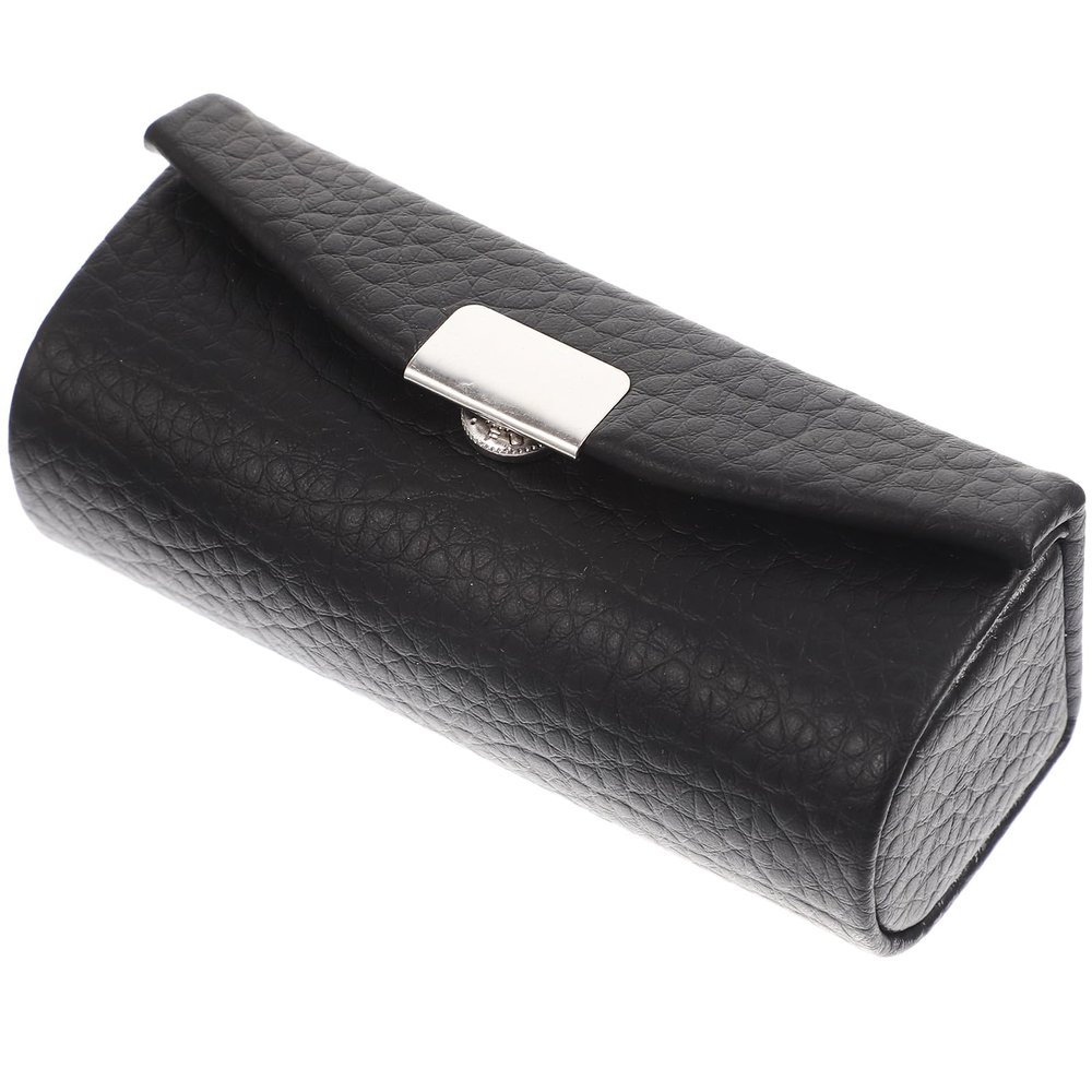 Beavorty Purse Holder PU Leather Lipstick Case with Mirror Lipstick Holder Portable Lip-Balm Organizer Travel Cosmetic Containers for Lip-Balm Gloss Black Small Stand