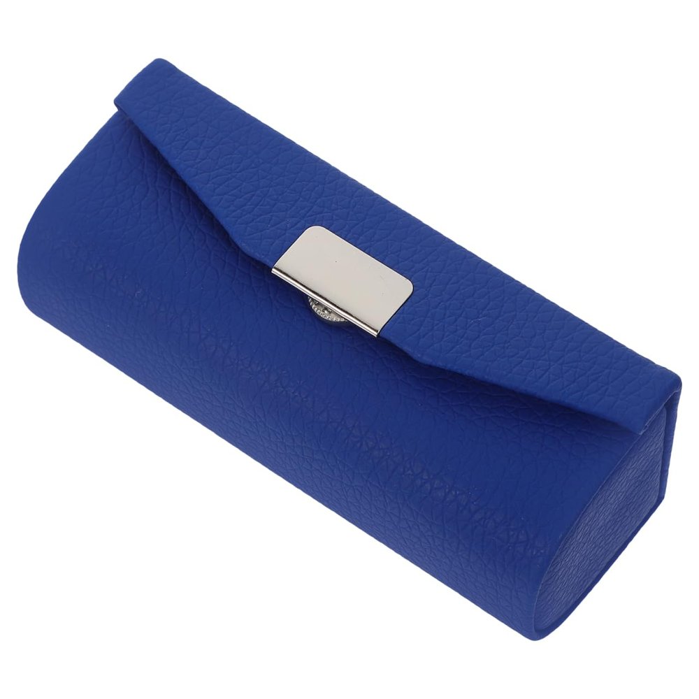 Beavorty Womens PU Leather Lipstick Case with Mirror - Portable Lipstick Organizer, Travel Cosmetic Containers - Blue