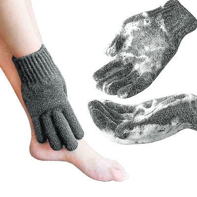 MIG4U Exfoliating Shower Gloves, Bath Scrub Glove Medium to Heavy Body Dead Skin Removal, Deep Exfoliate Sponge Loofah for Women and Men, 1 Pair Icelandic Grey