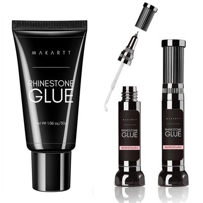 Makartt 2pcs Rhinestone Nail Adhesive Set  Brush & Pen Tip Applicators, Super Strong Gem Gel 1.06oz for Crystals, Glitter, Jewels & 3D Nail Art Decoration