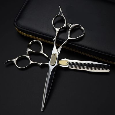 Hair Cutting Shears, 6.5 Inch Professional Japan 440c Steel Upscale Silver Hair Scissors Haircut Thinning Barber Cutting Shears Hairdresser Scissors (Color : Set)