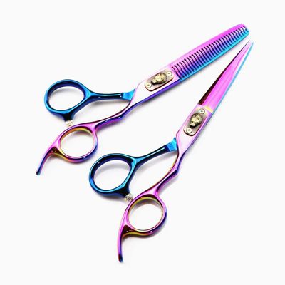Hair Cutting Shears, 6 Inch Professional Japan 440c Steel Scissor Wolf Cut Hair Scissors Haircut Thinning Barber Cutting Shears Hairdresser Scissors (Color : Set)