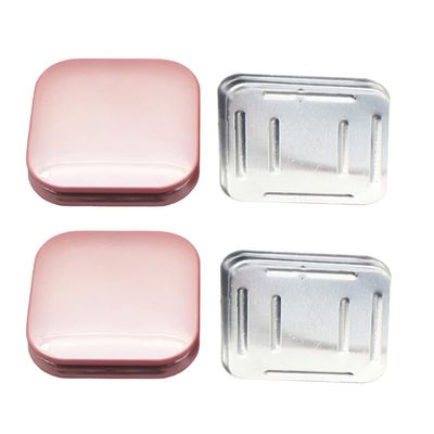 OSALADI Highlighter Tins Makeup Empty 4pcs Magnetic Square Blush Holders Compact Case for
