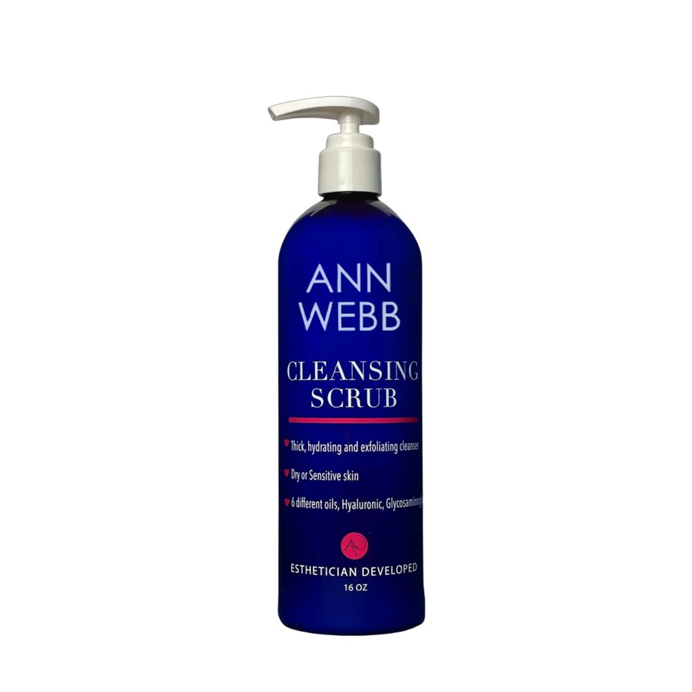 ANN WEBB Facial Cleansing Scrub - All Natural Gentle Daily Exfoliating Facial Scrub Unclogs Pores, Clears Blackheads & Acne - Leaves skin glowing - Super Hydrating Scrub won't damage your skin 16oz