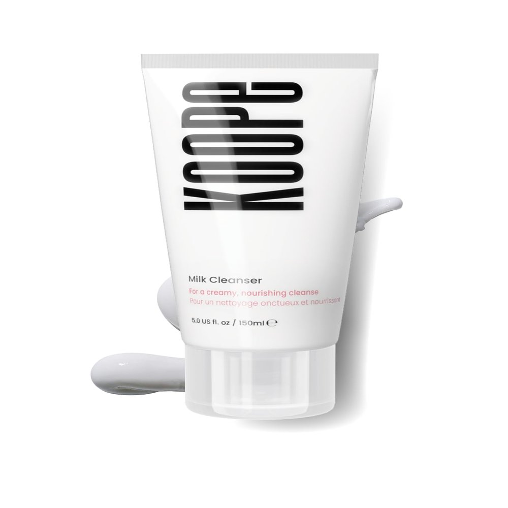 Koope Milk Face Wash, Cleanser For All Skin Types, Ultra-Creamy, Makeup Remover, with Centella, Aloe, Amino Acids and Grape Seed Oil. Free from Parabens, Sulphates & Fragrances, Vegan, 5.0 FL OZ