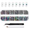 Beadsland Rhinestones for Makeup,8 Sizes 2500pcs Green Flatback Rhinestones Face Gems for Nails Crafts with Tweezers and Wax Pencil,Green Volcano,SS4-SS30 view 1