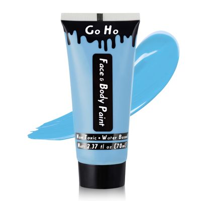 Go Ho Light Blue Face Body Paint Washable(2.37oz/pc),Water Based Cream Pale Blue Face Paint,Body Paint for Halloween Costumes Festivals Cosplay SFX Ghost Bride Sally Makeup