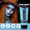 Go Ho Light Blue Face Body Paint Washable(2.37oz/pc),Water Based Cream Pale Blue Face Paint,Body Paint for Halloween Costumes Festivals Cosplay SFX Ghost Bride Sally Makeup view 2