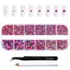 Beadsland Rhinestones for Makeup,8 Sizes 2500pcs Light Red AB Flatback Rhinestones Face Gems for Nails Crafts with Tweezers and Wax Pencil,Light Siam AB,SS4-SS30 view 1