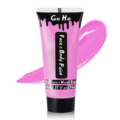 Go Ho Pink Face Body Paint Washable(2.37oz/pc),Water Based Cream Non-Toxic Full Pink Body Paint for SFX Cosplay Costumes Festivals Halloween Makeup