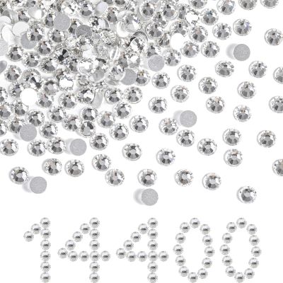 Beadsland Flatback Rhinestones Bulk,14400pcs White Rhinestones for Nails Crafts Clothes DIY Decoration, Crystal, SS10, 2.7-2.9mm