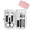 ADAARA Multifunction Nail Clipper Set Pedicure Cutter Nail File Scissors Kit with Travel Case Stainless Steel Blue Manicure Set Tools (Color : 7pcs-Pink) view 1