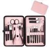 ADAARA Multifunction Nail Clipper Set Pedicure Cutter Nail File Scissors Kit with Travel Case Stainless Steel Blue Manicure Set Tools (Color : 18pcs-Pink) view 1