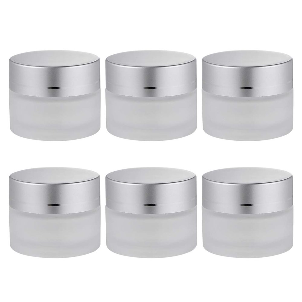 CALLARON 6 Glass Jars Cream Storage Bottles Skincare Containers Round Cosmetic Jars Sealing Fresh Keeping