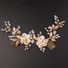 Teyglen Hair Comb, Wedding Gold Rhinestones Flower Leaf Crystal Pearls Hair Comb, Bridal Headband Hair Accessories, Hair Pieces for Women Bride Girls (Gold, 24 * 6.5cm/9.44 *2.6 inches) view 1