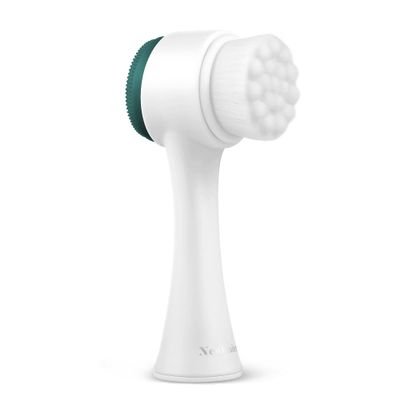 Newbealer Facial Cleansing Brush,2-in-1 Manual Double Side Face Exfoliating Brush with Ultra Fine Soft Bristles Silicone for Pore Deep Cleansing Massaging Makeup Skincare Removal