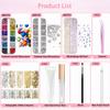 Hair Face Gems Rhinestones with Makeup Glue, Flat Back Colorful Jewels Crystal Half Round Pearl Gold Holographic Glitters Sequins Kit, Wax Pencil Tweezer and Brush For Face Eye Hair Body Makeup view 3