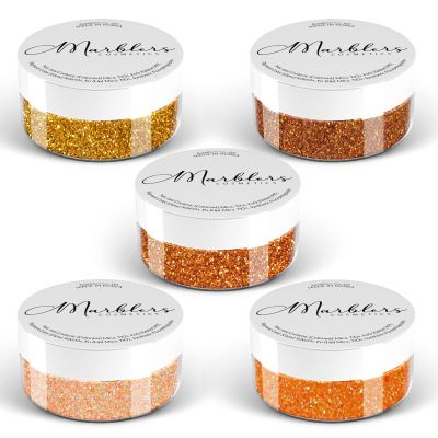MARBLERS Cosmetic Grade Fine Glitter 5-Pack [Orange Day] 0.90oz (25g) | Non-Toxic | Vegan | Cruelty-Free | Eyeshadow, Nail Polish, Nail Art | Festival, Rave & Party Makeup | Body & Face