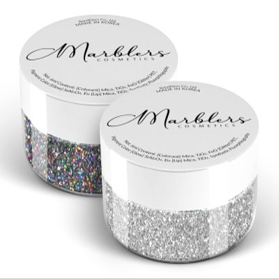 MARBLERS Twinkle Face & Body Glitter Duo [Holo Galaxy & Silver] 0.36oz (10g) | Non-Toxic | Vegan | Cruelty-Free | Eyeshadow, Nail Polish, Nail Art | Festival, Rave & Party Makeup | Nail Art | Gel Nail