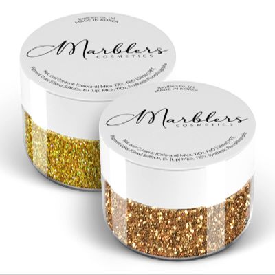 MARBLERS Twinkle Face & Body Glitter Duo [Dark Gold & Holo 24K Gold] 0.36oz (10g) | Non-Toxic | Cruelty-Free | Eyeshadow, Nail Polish, Nail Art | Festival, Rave & Party Makeup | Nail Art | Gel Nail