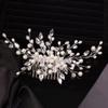 Teyglen Crystal Pearl Rhinestone Hair Comb and Headpieces for Women - Wedding Hair Accessories (Silver) view 2