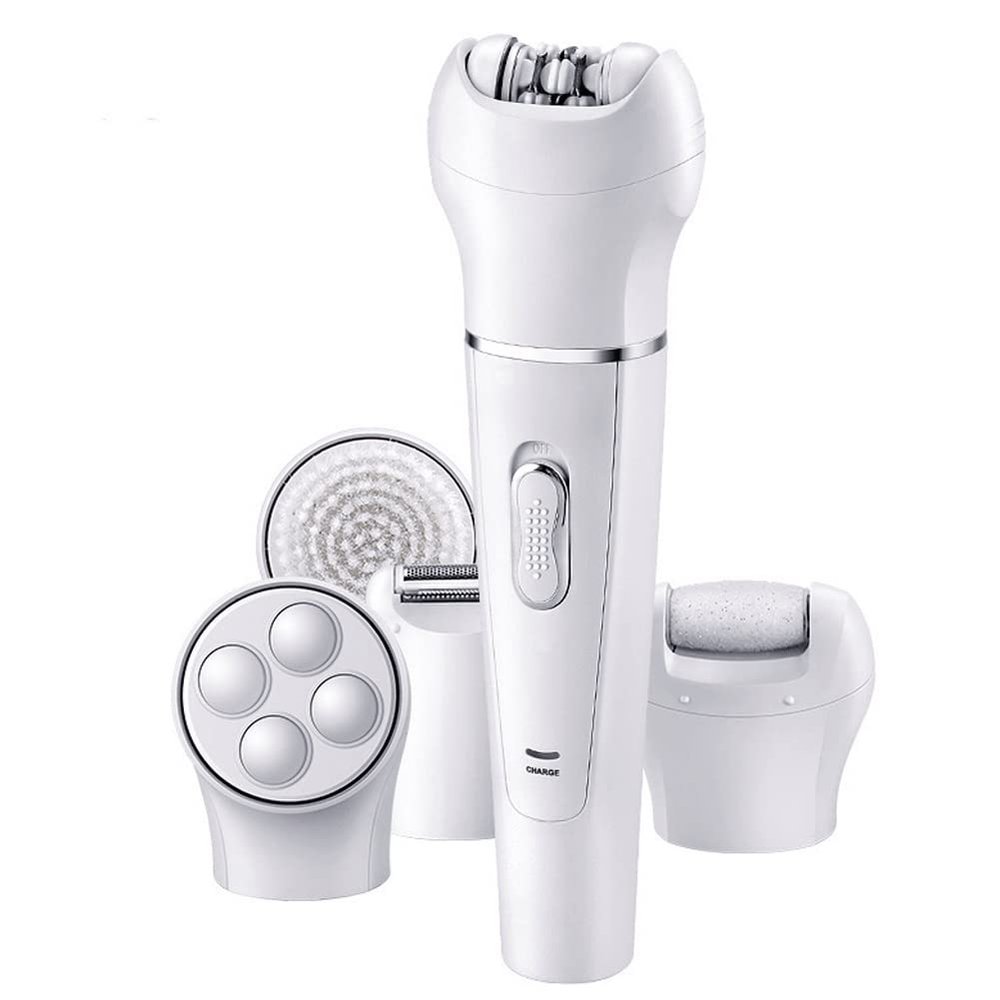 LUYILA Epilator for Women, 5-in-1 Hair Remover for Women, Rechargeable Electric Epilator with Callus Remover Pumice Stone Rollers and Facial Cleansing Brush Massager