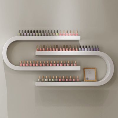 QQXX Wall Mounted Shelf Nail Polish Bottle Display Rack, U-Shaped Essential Oil Perfume Storage Rack, Multifunctional Hanging Salon/Beauty/Nail Shop Organizer Perfume Holder(2-Piece Set, White)