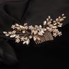 Teyglen Wedding Hair Comb, Gold, 18 * 6cm/7.08 *2.6 inches, Alloy+Rhinestones, Handmade Bridal Side Hair Combs for Women Bride Girls, Rhinestone Flower Hair Pieces Headband, Hair Accessories view 2