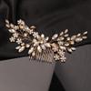 Teyglen Wedding Hair Comb, Gold, 18 * 6cm/7.08 *2.6 inches, Alloy+Rhinestones, Handmade Bridal Side Hair Combs for Women Bride Girls, Rhinestone Flower Hair Pieces Headband, Hair Accessories view 3