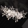 Teyglen Flower Bride Wedding Hair Clips Bridal Rhinestone Pearl Hair Clip Pin Silver Flower Wedding Headpiece Handmade Crystal Hair Piece for Women Girls view 3