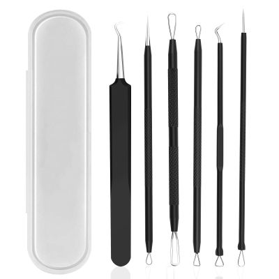 Pimple Popper Tool Kit,Blackhead Remover Tool 6 Pcs Blackhead Extractor Tool for Face Comedone Zit Acne Whitehead Blemish, Stainless Steel Extraction Tools Set