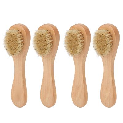 Tyenaza Face Cleaning Brush, 4PCS Face Exfoliator Tool Facial Cleanser Nose Scubber Exfoliating Facial Skin Care with Wooden Handle