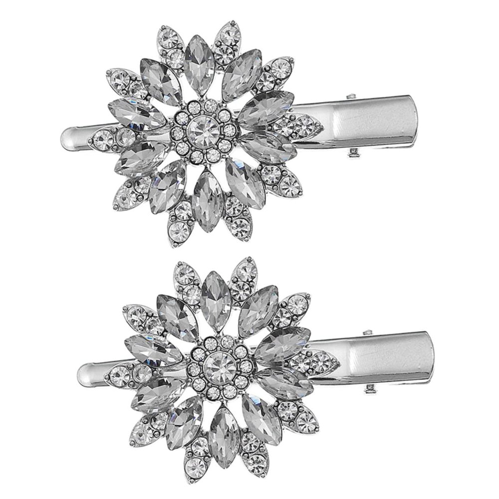4pcs Women Accessories Bridal Hair Design Barrettes Crystal Hairpin Rhinestones and Clips Wedding Flower Girls Alligator Rhinestone Jewelry for Hairpins Clip Floral