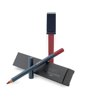 aden Liquid Lipstick+Lipliner Pencil SET long duration with hydration matte finish 7ML. MADE IN ITALY (08 Tulip)