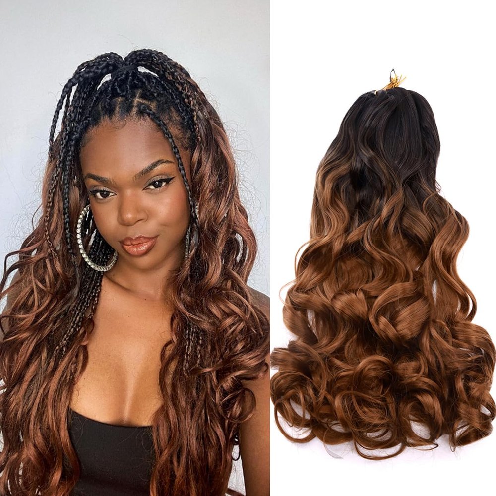 Pre Stretched Braiding Hair 20 Inch Loose Wave Crochet Braids Hair 8 packs Big wavy curly Bouncy Braiding Hair Curly Synthetic (b29, 16inch(pack of 8))
