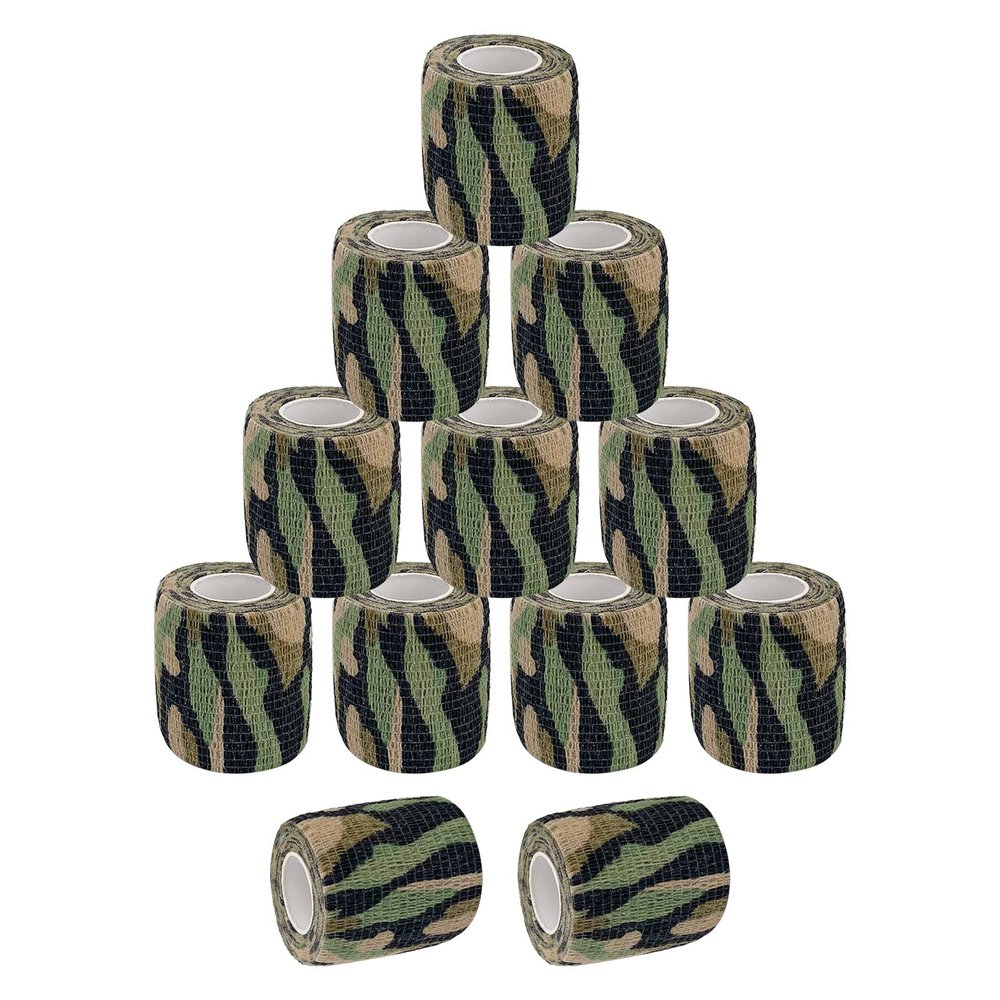 VideoPUP 12PCS Tattoo Grip Cover Wrap,Wetland Camouflage Disposable Cohesive Tattoo Grip Cover Elastic Bandage Handle Grip Tube for Tattoo Machine Tattoo Grip Accessories