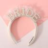 Agkvw Pearl Veil Bride Headband, White Satin Hairband with 'BRIDE' Decorated by Pearl and Rhinestone, Bridal Hairband for Bachelorette Party Decorations, Women's Hair Accessory view 1