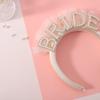 Agkvw Pearl Veil Bride Headband, White Satin Hairband with 'BRIDE' Decorated by Pearl and Rhinestone, Bridal Hairband for Bachelorette Party Decorations, Women's Hair Accessory view 3