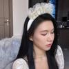 Agkvw Pearl Veil Bride Headband, White Satin Hairband with 'BRIDE' Decorated by Pearl and Rhinestone, Bridal Hairband for Bachelorette Party Decorations, Women's Hair Accessory view 4