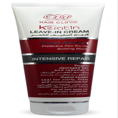 Eva Hair Keratin Leave -I n Cream Dual Action (6.76 oz / 200 ml) Targets Stressed Hair Where It Luster The Hair & Gives It Shine And Attractiveness Hair From Root To Tip