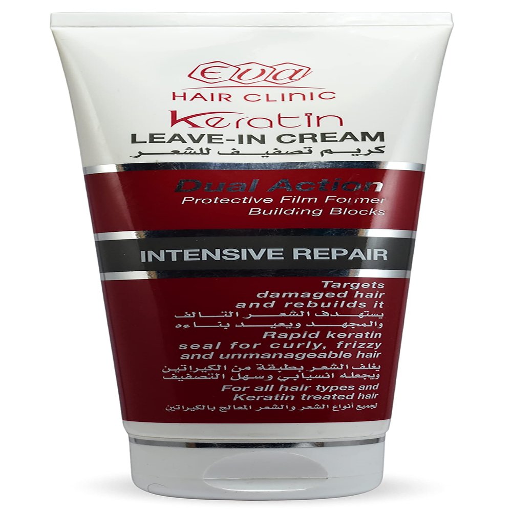 Eva Hair Keratin Leave -I n Cream Dual Action (6.76 oz / 200 ml) Targets Stressed Hair Where It Luster The Hair & Gives It Shine And Attractiveness Hair From Root To Tip
