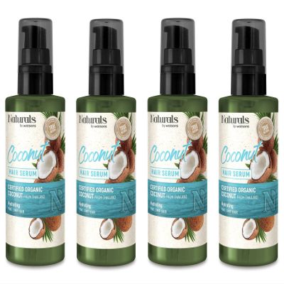 Naturals By Watsons True Natural Coconut Hair Serum 3.38 Fl Oz. (Pack of 4)