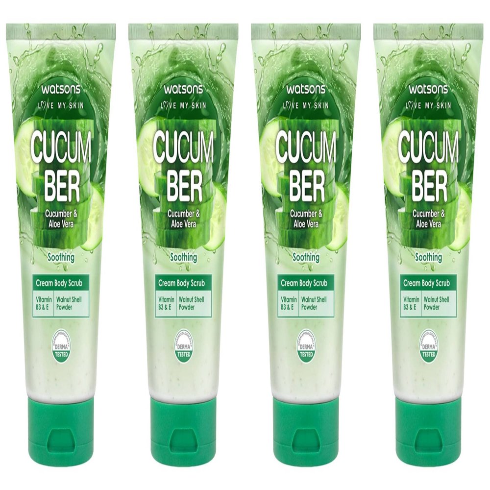 Watsons Cucumber Aloe Vera Cream Body Scrub 7.05 oz. (Pack of 4)