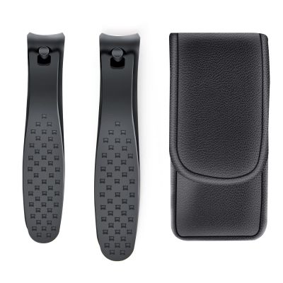 2PCS Professional Nail Clippers Set, Ultra Sharp Sturdy Fingernail and Toenail Clipper, Large & Small Nail Cutter for Thick Nails with leather case, Best Travel and Gift Nail Clipper for Men and Women