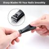 2PCS Professional Nail Clippers Set, Ultra Sharp Sturdy Fingernail and Toenail Clipper, Large & Small Nail Cutter for Thick Nails with leather case, Best Travel and Gift Nail Clipper for Men and Women view 3