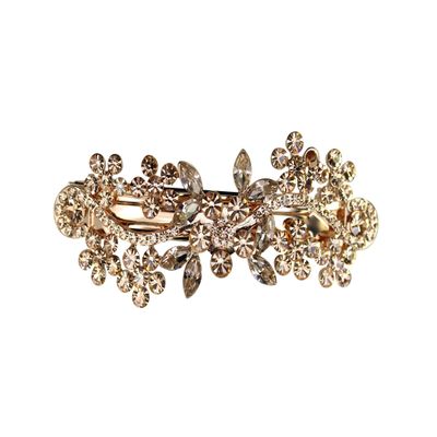 Faship Gorgeous Champagne Rhinestone Crystal Floral Hair Barrette Clip