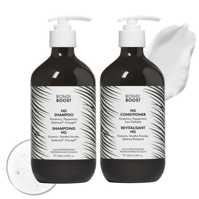 BondiBoost HG Anti-Thinning Shampoo Conditioner Set [16.90 fl oz each], Clinically Tested to Promote Fuller + Thicker-Looking Hair for Women & Men, Procapil, Redensyl & Rosemary Formula, Sulfate-Free